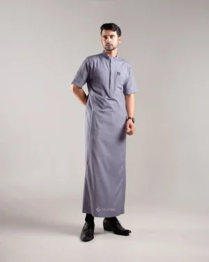 HURIM® - Jubah Thobe Pria Athir Series Warna Grey (2)