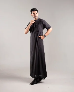 HURIM® - Jubah Thobe Pria Athir Series Warna Hitam (2)