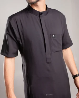 HURIM® - Jubah Thobe Pria Athir Series Warna Hitam (4)