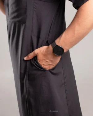 HURIM® - Jubah Thobe Pria Athir Series Warna Hitam (5)