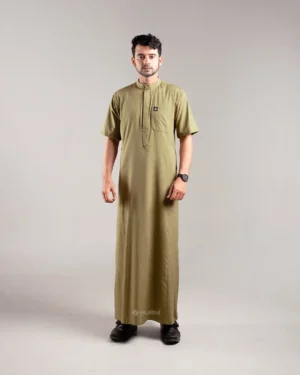 HURIM® - Jubah Thobe Pria Athir Series Warna Olive (1)
