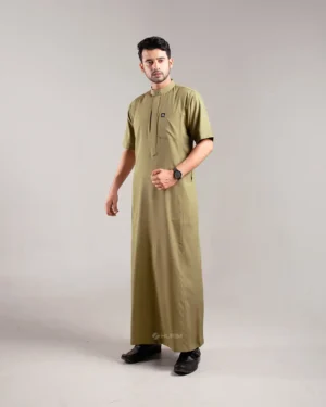 HURIM® - Jubah Thobe Pria Athir Series Warna Olive (2)