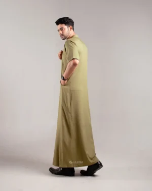 HURIM® - Jubah Thobe Pria Athir Series Warna Olive (3)