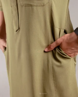 HURIM® - Jubah Thobe Pria Athir Series Warna Olive (5)