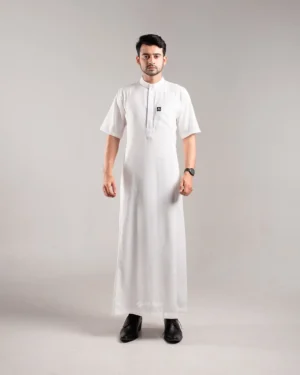 HURIM® - Jubah Thobe Pria Athir Series Warna Putih (1)