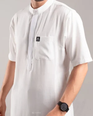 HURIM® - Jubah Thobe Pria Athir Series Warna Putih (4)